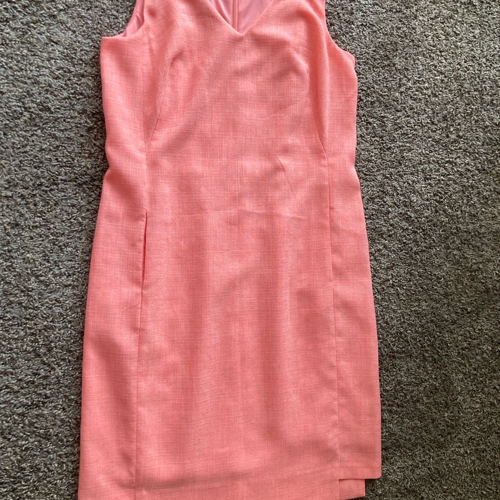 Kasper Pink Sheath Midi Dress V-Neck Sleeveless - Picture 3 of 10